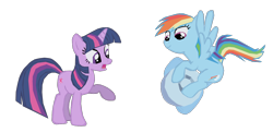 Size: 1280x620 | Tagged: safe, artist:benpictures1, imported from ponybooru, rainbow dash, twilight sparkle, pegasus, pony, unicorn, friendship is magic, cute, dashabetes, duo, duo female, female, flying, inkscape, mare, simple background, spread wings, transparent background, twiabetes, unicorn twilight, vector, wings