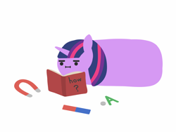 Size: 2048x1536 | Tagged: safe, artist:2merr, twilight sparkle, unicorn, :i, blob ponies, book, dot eyes, drawn on phone, drawthread, female, lying down, magnet, reading, simple background, solo, unicorn twilight, white background