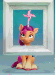 Size: 534x725 | Tagged: safe, imported from derpibooru, screencap, sunny starscout, earth pony, pony, spoiler:g5, spoiler:my little pony: a new generation, animated, confetti, cropped, cute, fake horn, female, g5, gif, mare, my little pony: a new generation, sitting, smiling, solo focus, sunnybetes