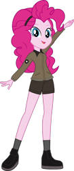 Size: 1782x4096 | Tagged: safe, artist:edy_january, edit, imported from derpibooru, vector edit, pinkie pie, equestria girls, boots, clothes, girls und panzer, gloves, jacket, marine, marines, military, motorcross, pants, saunders, shoes, short pants, simple background, solo, transparent background, united states, usmc, vector