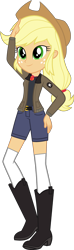 Size: 1215x4095 | Tagged: safe, artist:edy_january, edit, imported from derpibooru, vector edit, applejack, equestria girls, applejack's hat, boots, clothes, cowboy hat, cowgirl, geode of super strength, girls und panzer, gloves, hand on hip, hat, jacket, long socks, magical geodes, marine, marines, military, motorcross, pants, saunders, shirt, shoes, short pants, solo, t-shirt, united states, usmc, vector