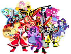 Size: 2870x2160 | Tagged: safe, artist:robertsonskywa1, artist:sapphiregamgee, imported from derpibooru, applejack, fluttershy, pinkie pie, rainbow dash, rarity, sci-twi, sunset shimmer, twilight sparkle, equestria girls, arm cannon, axe, boots, bumblebee, bumblebee (transformers), clothes, disc, eqg promo pose set, equestria girls-ified, female, gloves, high res, humane five, humane seven, humane six, ironhide, jazz, male, motorcross, png, rodimus, shoes, sideswipe, simple background, sunstreaker, super ponied up, sword, transformers, transparent background, weapon, wheeljack, wings