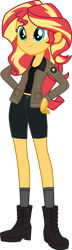 Size: 1181x4096 | Tagged: safe, artist:edy_january, edit, imported from derpibooru, vector edit, sunset shimmer, equestria girls, boots, clothes, geode of empathy, girls und panzer, gloves, jacket, magical geodes, marine, marines, military, motorcross, pants, saunders, shirt, shoes, short pants, solo, t-shirt, united states, usmc, vector