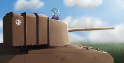 Size: 3922x2009 | Tagged: safe, artist:stardustspix, imported from derpibooru, trixie, pony, unicorn, equestria at war mod, clothes, fv4005 stage 2, grass, high res, tank (vehicle), tank destroyer