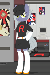 Size: 3200x4800 | Tagged: safe, artist:fascismnotincluded, imported from derpibooru, limestone pie, semi-anthro, arm hooves, pokémon, solo, team rocket