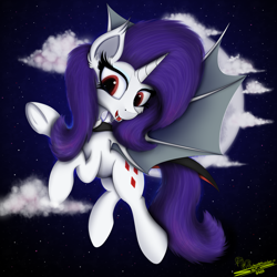 Size: 4000x4000 | Tagged: safe, artist:ser-p, imported from derpibooru, rarity, alicorn, bat pony, bat pony alicorn, pony, absurd resolution, alternate cutie mark, bat ponified, bat wings, horn, race swap, raribat, solo, wings