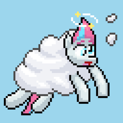Size: 512x512 | Tagged: safe, artist:nitobit, imported from derpibooru, zipp storm, pegasus, pony, circling stars, cloud, crash, dizzy, female, g5, mare, my little pony: a new generation, pixel art, solo, stuck, stuck in a cloud