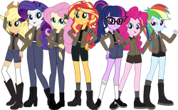 Size: 2680x1660 | Tagged: safe, artist:edy_january, edit, imported from derpibooru, vector edit, applejack, fluttershy, pinkie pie, rainbow dash, rarity, sci-twi, sunset shimmer, twilight sparkle, equestria girls, equestria girls series, clothes, eqg promo pose set, geode of empathy, geode of fauna, geode of shielding, geode of sugar bombs, geode of super speed, geode of super strength, geode of telekinesis, girls und panzer, group, humane five, humane seven, humane six, jacket, magical geodes, marine, marines, military, military uniform, russia, saunders, simple background, soldier, soldiers, transparent background, uniform, united kingdom, united states, usmc, vector