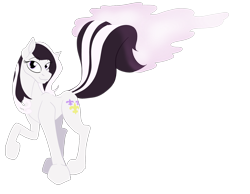 Size: 3600x2800 | Tagged: safe, artist:sixes&sevens, imported from derpibooru, fleur-de-lis, pony, skunk, skunk pony, female, high res, looking at you, simple background, skunkified, smelly, solo, species swap, transparent background, visible stench