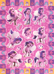 Size: 1200x1651 | Tagged: safe, imported from derpibooru, pipp petals, pegasus, pony, abstract background, coat markings, female, g5, mare, my little pony: a new generation, scan, socks (coat markings), sticker