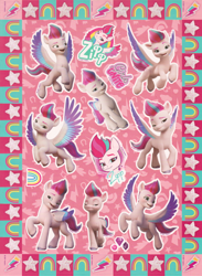 Size: 1200x1639 | Tagged: safe, imported from derpibooru, zipp storm, pegasus, pony, abstract background, female, g5, mare, my little pony: a new generation, scan, sticker