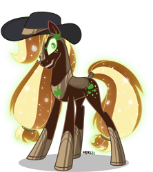 Size: 3546x4000 | Tagged: safe, artist:orin331, imported from derpibooru, part of a set, applejack, earth pony, pony, applejack's hat, armor, cowboy hat, evil, eyelashes, female, freckles, glare, hair tie, hat, high res, hoof shoes, jewelry, mare, nightmare applejack, nightmarified, part of a series, regalia, simple background, solo, stetson, tail, tail wrap, transparent background