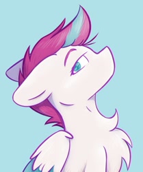 Size: 572x685 | Tagged: safe, artist:boneznight, imported from derpibooru, zipp storm, pegasus, pony, adorazipp, blue background, bust, chest fluff, cute, female, floppy ears, g5, mare, my little pony: a new generation, ponytober, portrait, simple background, solo