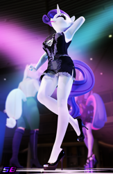 Size: 2160x3320 | Tagged: safe, artist:shadowboltsfm, imported from derpibooru, applejack, rarity, twilight sparkle, anthro, plantigrade anthro, 3d, blender, boots, breasts, clothes, dancing, dress, eyelashes, eyes closed, eyeshadow, feet, high heel boots, high heels, high res, legs, lipstick, makeup, nail polish, not sfm, open-toed shoes, sexy, shoes, smiling, toenail polish, toes