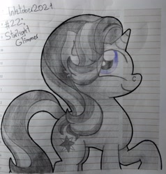 Size: 3083x3234 | Tagged: safe, artist:iceflower99, imported from derpibooru, starlight glimmer, pony, high res, inktober, inktober 2021, lined paper, solo, traditional art