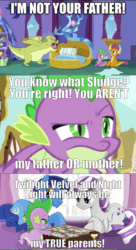 Size: 521x960 | Tagged: safe, artist:dsana, edit, edited screencap, editor:undeadponysoldier, imported from ponybooru, screencap, sludge (dragon), smolder, spike, dragon, pony, unicorn, father knows beast, caption, comic, dragoness, father and child, father and son, female, image macro, male, mare, mother and child, mother and son, parent and child, response, spike's family, spike's parents, spikelove, stallion, text, wholesome