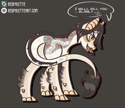 Size: 962x830 | Tagged: safe, artist:redpalette, imported from derpibooru, oc, oc only, kirin, butt, fangs, kirin oc, male, markings, plot, solo, tattoo, tongue out, yakuza