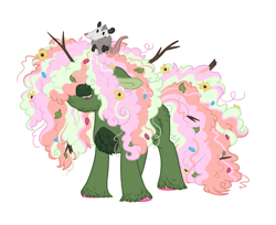 Size: 2879x2345 | Tagged: safe, artist:queenderpyturtle, imported from derpibooru, oc, oc only, oc:piper, opossum, pony, chest fluff, female, filly, high res, magical lesbian spawn, offspring, parent:pinkie pie, parent:tree hugger, parents:pinkiehugger, simple background, solo, twig, unshorn fetlocks, white background