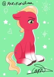 Size: 1146x1632 | Tagged: safe, artist:marukuro, imported from derpibooru, sprout cloverleaf, earth pony, pony, blushing, floppy ears, g5, male, my little pony: a new generation, solo, stallion, unshorn fetlocks