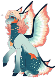 Size: 1623x2243 | Tagged: safe, artist:sleepy-nova, imported from derpibooru, oc, oc only, oc:frilly, hybrid, female, mare, simple background, solo, transparent background