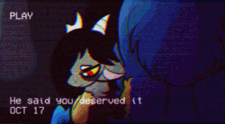 Size: 659x365 | Tagged: safe, artist:loryska, imported from derpibooru, discord, grogar, draconequus, series:dreamland, animated, dither strobe, error, gif, glitch, text, vhs, younger