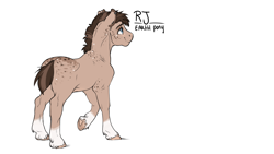 Size: 1405x790 | Tagged: safe, artist:royvdhel-art, imported from derpibooru, oc, oc only, oc:rj, earth pony, pony, female, frog (hoof), mare, race swap, raised hoof, simple background, smiling, underhoof, white background