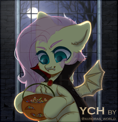 Size: 3000x3100 | Tagged: safe, artist:avroras_world, imported from derpibooru, fluttershy, pegasus, pony, vampire, clothes, commission, costume, female, halloween, halloween costume, high res, holiday, male, mare, solo, stallion, vampire costume, window, ych example, ych sketch, your character here