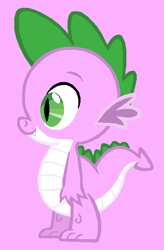 Size: 379x576 | Tagged: safe, artist:therainbowkingdom69, imported from derpibooru, spike (g1), dragon, baby, baby dragon, cute, g1, g1 spikabetes, g1 to g4, g4, generation leap, male, pink background, simple background, smiling, teeth