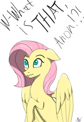 Size: 849x1239 | Tagged: safe, artist:enteryourponyname, imported from derpibooru, fluttershy, pegasus, pony, implied anon, simple background, solo, wavy mouth, white background