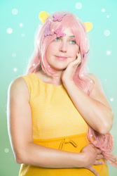 Size: 667x1000 | Tagged: safe, artist:mikanchan, imported from derpibooru, fluttershy, human, clothes, cosplay, costume, cute, irl, irl human, photo