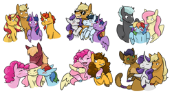 Size: 2385x1334 | Tagged: safe, artist:moonstruck-badger, imported from derpibooru, applejack, big macintosh, capper dapperpaws, cheese sandwich, fluttershy, pinkie pie, rainbow dash, rarity, soarin', sunburst, sunset shimmer, thunderlane, twilight sparkle, abyssinian, alicorn, earth pony, pegasus, pony, unicorn, bisexual, bisexual female, blushing, capperarijack, capperity, cheek kiss, cheesepie, cloven hooves, eyes closed, female, flutterdash, fluttermac, fluttermacpiedash, flutterpie, group hug, hug, kiss on the head, kiss sandwich, kissing, lesbian, lesbian in front of boys, male, mane six, mare, nuzzling, pinkiecheeseshy, polyamory, rarijack, rarisoarinlightjack, shipping, simple background, soarinjack, stallion, straight, sunglasses, sunsetsparkle, thunderdash, thundershydash, transgender, twiburst, twiburstjackshimmer, twijack, twilight sparkle (alicorn), unshorn fetlocks, white background