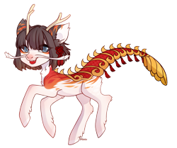 Size: 1645x1377 | Tagged: safe, artist:miioko, imported from derpibooru, oc, oc only, hybrid, pony, antlers, simple background, smiling, solo, transparent background