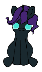 Size: 557x958 | Tagged: safe, artist:wren, oc, oc:nyx, alicorn, bedroom eyes, simple background, sitting, smol, solo, stare, transparent background