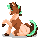 Size: 128x128 | Tagged: safe, artist:sursiq, imported from derpibooru, oc, oc only, oc:sagebrush, earth pony, pony, coat markings, earth pony oc, green eyes, lineless, male, multicolored hair, multicolored mane, multicolored tail, paint, pinto, pixel art, raised hoof, shading, shadow, simple background, solo, tail, transparent background