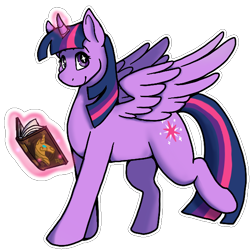 Size: 600x600 | Tagged: safe, artist:sursiq, imported from derpibooru, twilight sparkle, alicorn, pony, book, female, looking at you, magic, magic aura, mare, princess, reading, shading, shadow, simple background, smiling, solo, that pony sure does love books, transparent background, twilight sparkle (alicorn), walking