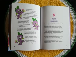 Size: 2048x1536 | Tagged: safe, imported from derpibooru, spike, dragon, a pony named spike, book, finnish, gem, irl, photo