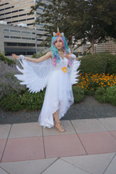 Size: 1280x1927 | Tagged: safe, artist:crystalcadenza, imported from derpibooru, princess celestia, human, bronycon, bronycon 2019, clothes, cosplay, costume, irl, irl human, photo