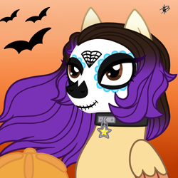 Size: 3000x3000 | Tagged: safe, artist:princessmoonsilver, imported from derpibooru, oc, oc only, oc:liz, pegasus, pony, dia de los muertos, female, high res, mare, solo