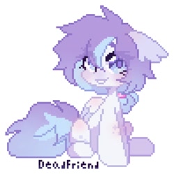 Size: 792x792 | Tagged: safe, artist:dedfriend, imported from derpibooru, oc, oc only, oc:butterfly effect, pegasus, pony, ear fluff, female, floppy ears, looking at you, mare, pixel art, simple background, solo, white background