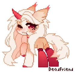 Size: 848x824 | Tagged: safe, artist:dedfriend, imported from derpibooru, oc, oc only, pony, unicorn, :3, blushing, butt, clothes, ear fluff, female, looking at you, mare, one eye closed, pixel art, plot, raised hoof, simple background, socks, solo, wink