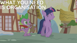 Size: 1280x720 | Tagged: safe, edit, edited screencap, editor:quoterific, imported from derpibooru, screencap, spike, twilight sparkle, dragon, pony, unicorn, season 1, winter wrap up, ^^, clipboard, cute, eyes closed, female, male, mare, open mouth, open smile, smiling, snow, twiabetes, unicorn twilight