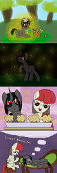 Size: 1200x3600 | Tagged: safe, artist:librarylonging, imported from derpibooru, oc, oc:ada, oc:claudia, firefly (insect), insect, pegasus, pony, unicorn, comic, couch, dream, duo, food, glowing, hypnosis, lying down, muffin, pocket watch, table, thought bubble, tray, tree