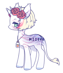 Size: 868x1000 | Tagged: safe, artist:miioko, imported from derpibooru, oc, oc only, pony, unicorn, base used, flower, flower in hair, horn, jewelry, leonine tail, necklace, rose, simple background, solo, tail, transparent background, unicorn oc