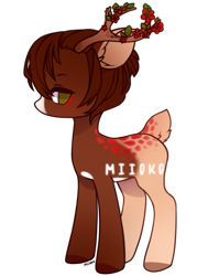 Size: 769x968 | Tagged: safe, artist:miioko, imported from derpibooru, oc, oc only, pony, antlers, base used, holly, simple background, solo, transparent background