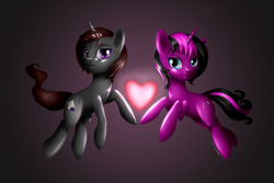 Size: 2000x1333 | Tagged: safe, artist:renatethepony, imported from derpibooru, oc, oc only, oc:raven quill, pony, unicorn, eyelashes, female, glasses, heart, horn, male, mare, oc x oc, rearing, shipping, stallion, unicorn oc