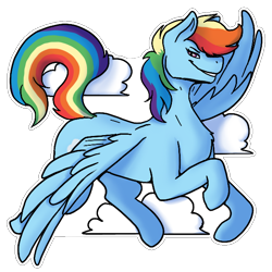 Size: 600x600 | Tagged: safe, artist:sursiq, imported from derpibooru, rainbow dash, pegasus, pony, cloud, flying, simple background, smiling, solo, transparent background, wings