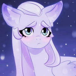 Size: 1080x1080 | Tagged: safe, artist:annvakki, imported from derpibooru, oc, oc only, pegasus, pony, sad, snow, snowfall, solo