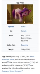 Size: 716x1308 | Tagged: safe, edit, edited screencap, imported from derpibooru, screencap, pipp petals, pegasus, pony, spoiler:my little pony: a new generation, g5, marelet, my little pony: a new generation, pipp is short, smol, wikibox, wikipedia