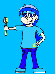 Size: 1024x1366 | Tagged: safe, imported from derpibooru, minuette, human, brushie, brushie brushie, hand on hip, humanized, looking at you, smiling, smiling at you, toothbrush