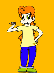 Size: 1024x1366 | Tagged: safe, imported from derpibooru, carrot top, golden harvest, human, carrot, eating, food, hand on hip, humanized, looking at you, solo